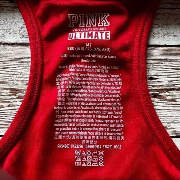 PINK Victoria's Secret Red and Gold Ultimate Unlined Sports Bra Size Medium - Picture 5 of 8
